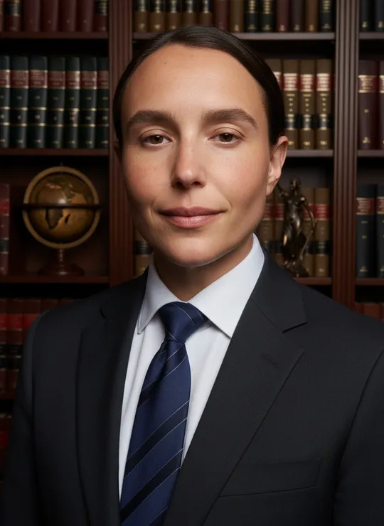 Formal portrait in a law library